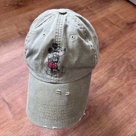 Disneyland Parks Hat Mickey Mouse Baseball Cap Youth Distressed Strapback Green - Picture 1 of 7